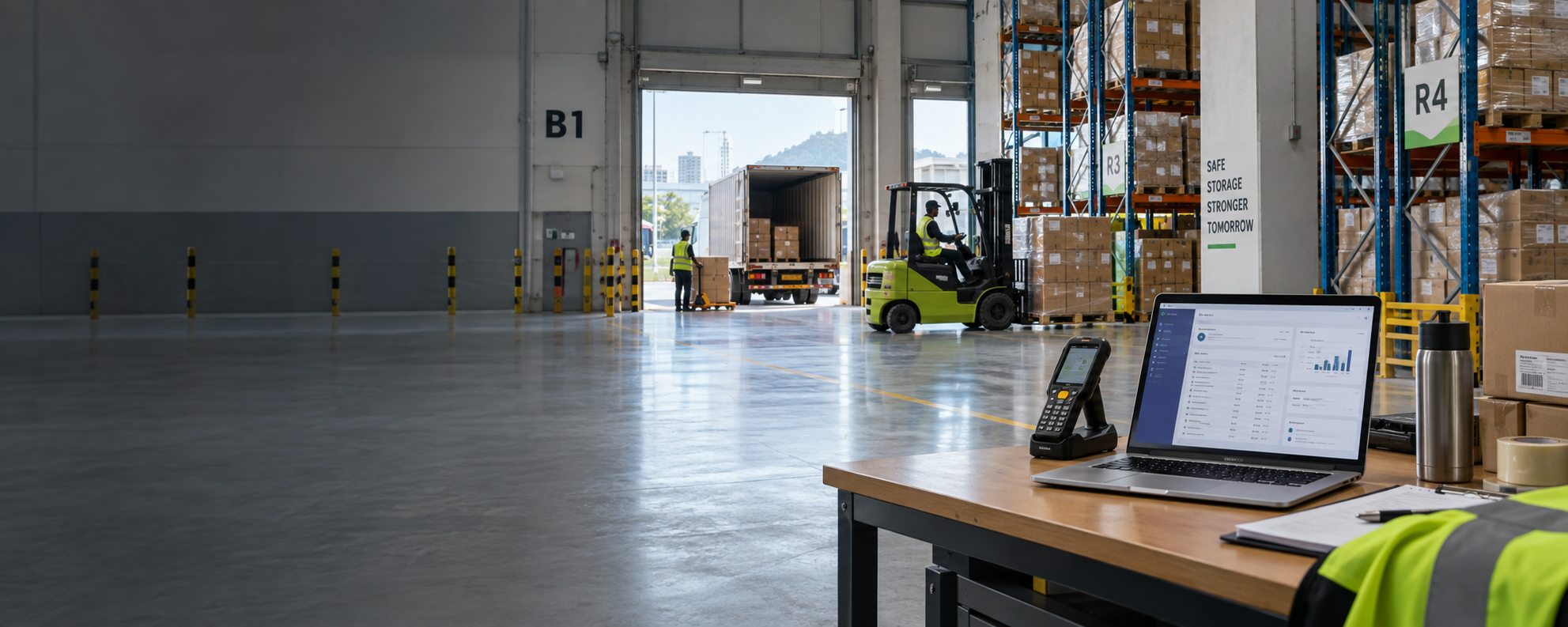 Modern warehouse operations supported by business software